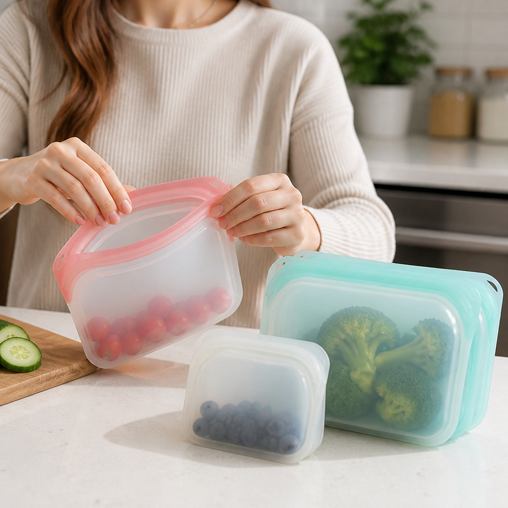 Food-Grade Platinum Silicone Airtight Storage Bags (3-Pack)