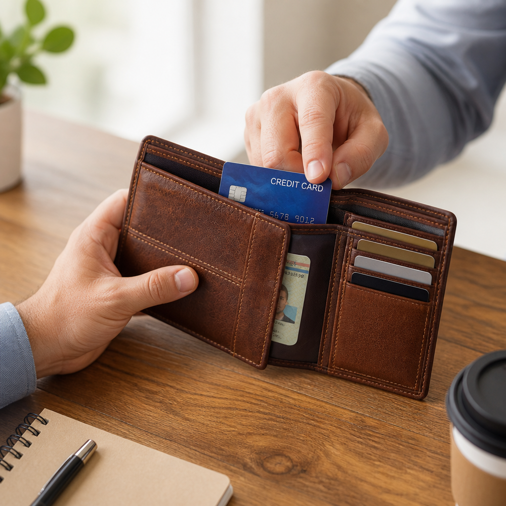 RFID-Blocking Genuine Leather Slim Bifold Wallet (16 Card Slots)