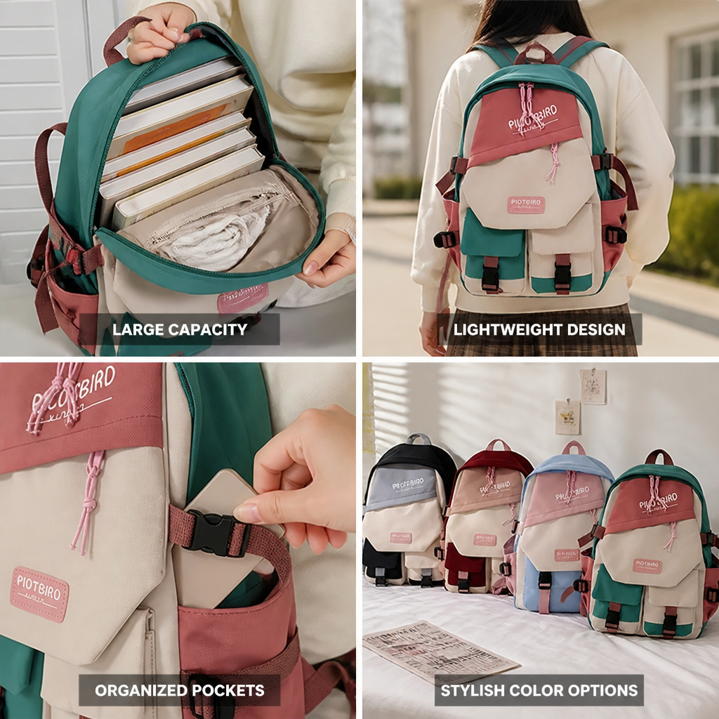 Lightweight Large-Capacity Korean-Style Backpack (Pencil Bag & Handbag Option)