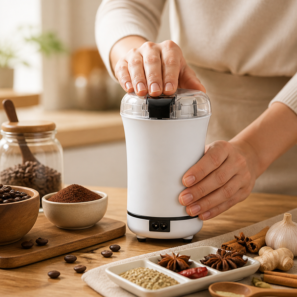 Copper Motor Stainless Steel Blades Coffee & Spice Grinder (100g Capacity)