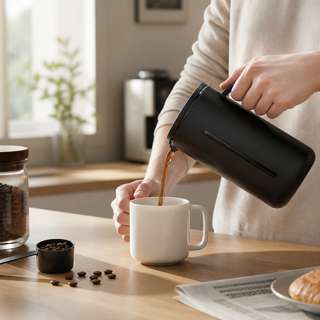 Lightweight Portable French Press With Stainless Steel Mesh Filter (450 ml)