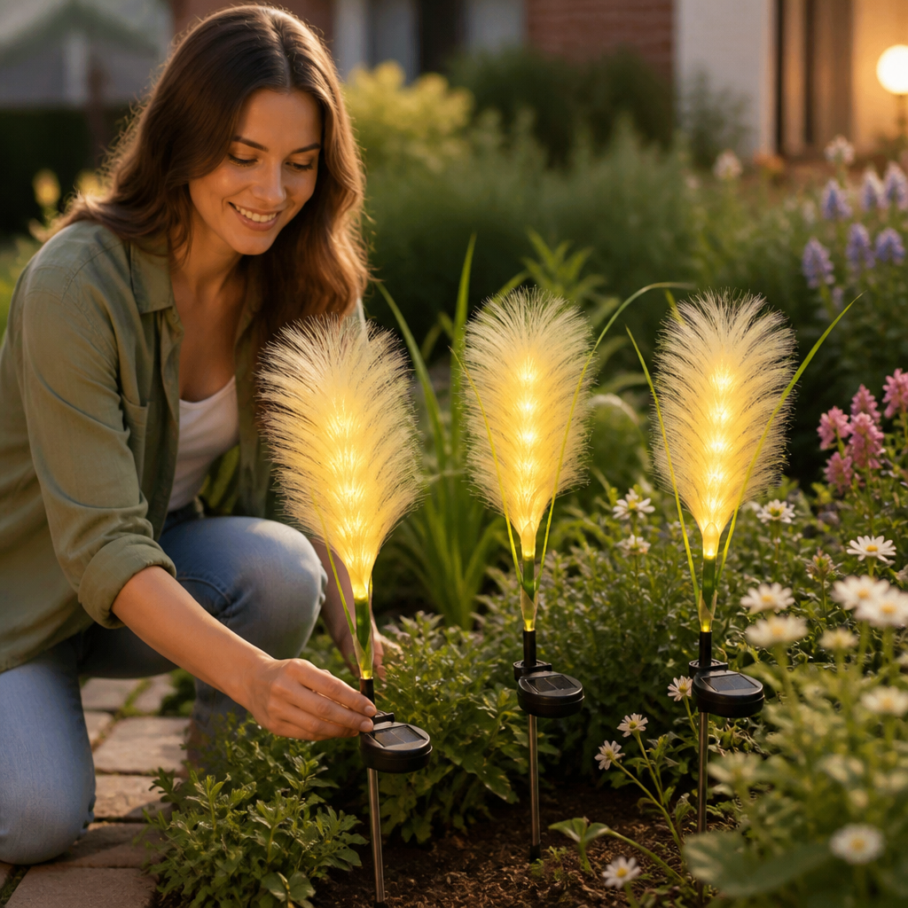 Weatherproof Solar Pampas Grass Stake Light (Warm White LED)