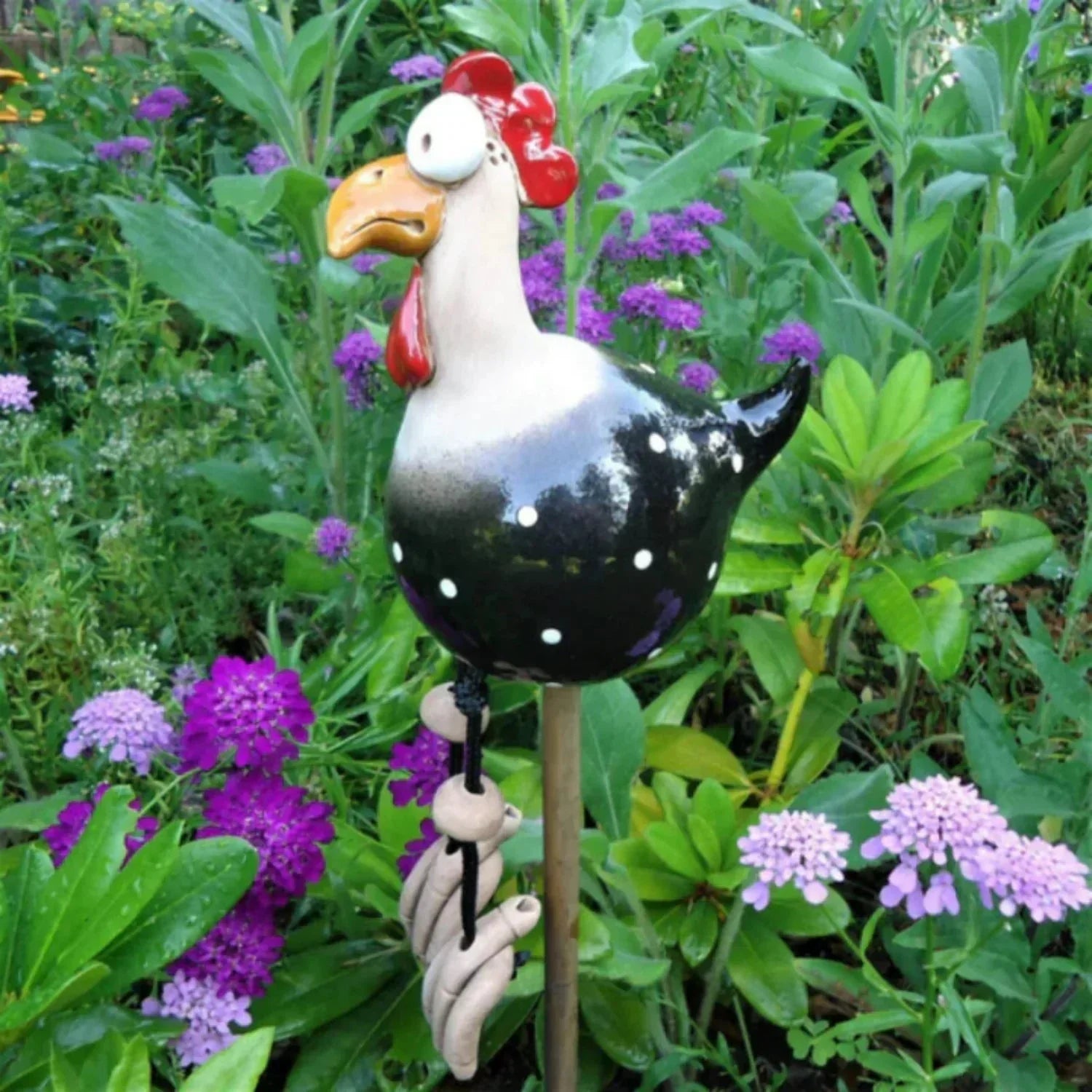 Polka Dot Chicken Garden Statue – Durable Outdoor Decor