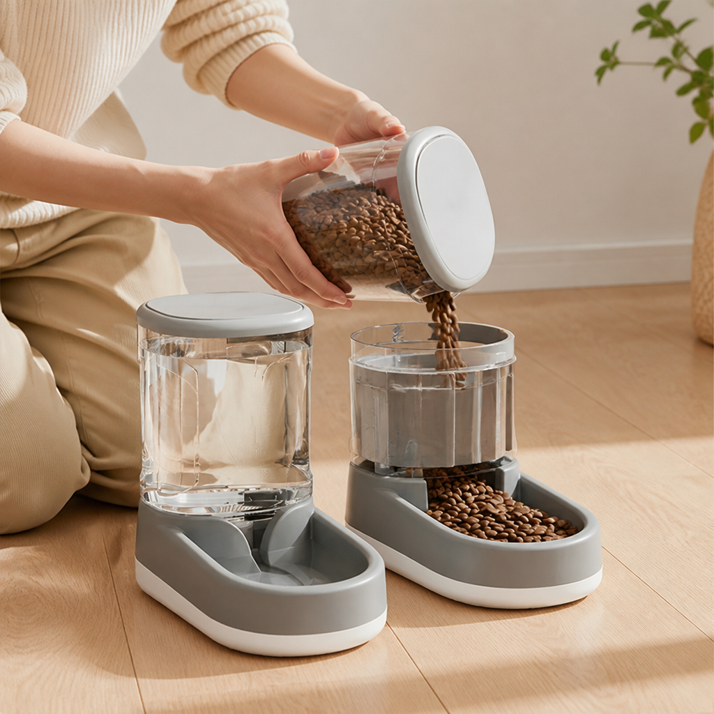Automatic Gravity-Fed BPA-Free Pet Feeder & Water Dispenser