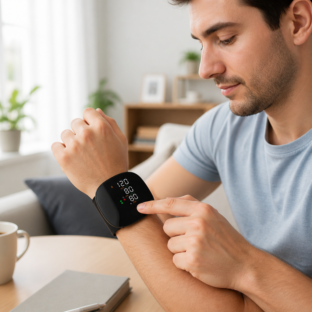 Arrhythmia-Detecting USB-Rechargeable Wrist Blood Pressure Monitor