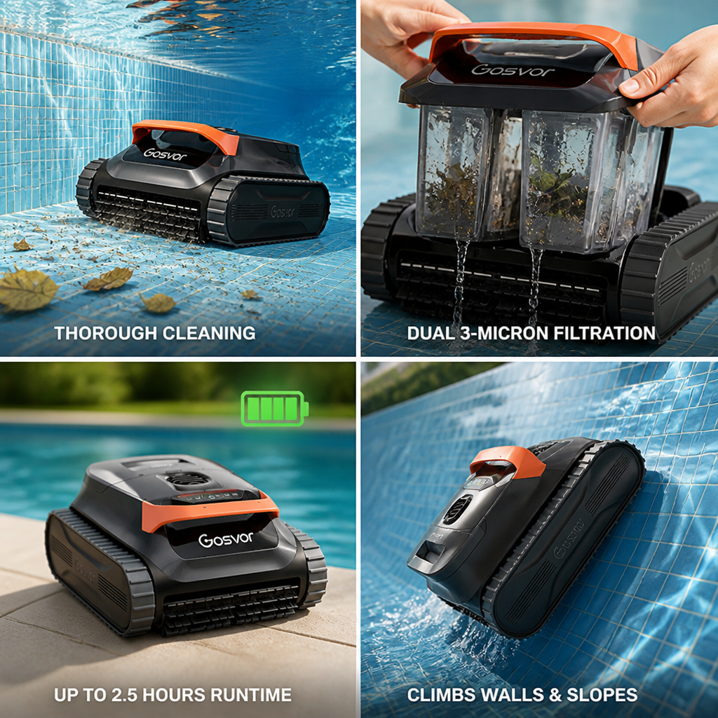 Cordless Dual-Filtration Inground Pool Vacuum (150-Min Battery Life)