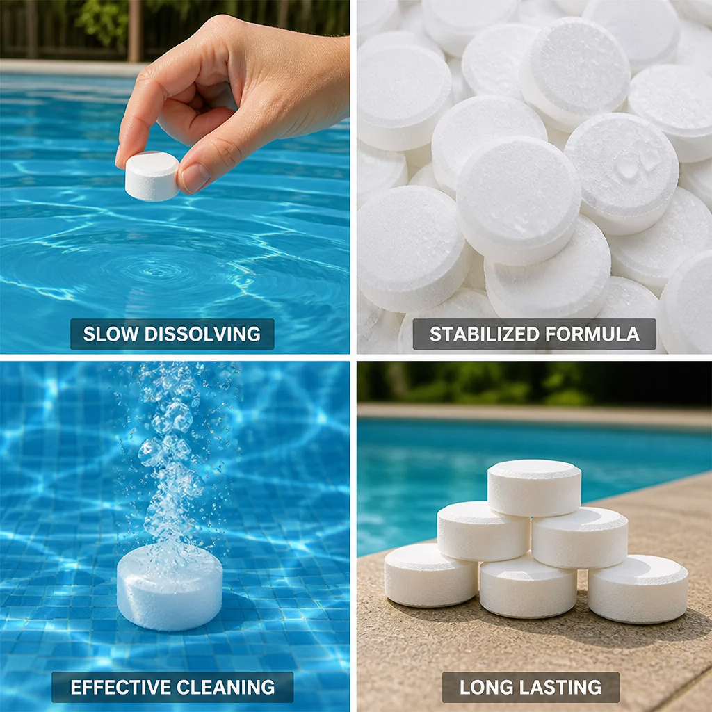 Stabilized Slow-Dissolving Pool Cleaning Tablets (50 Tablets)