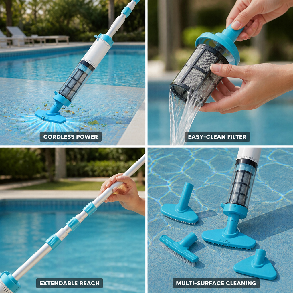 Cordless 90-Min Telescopic Pool Vacuum