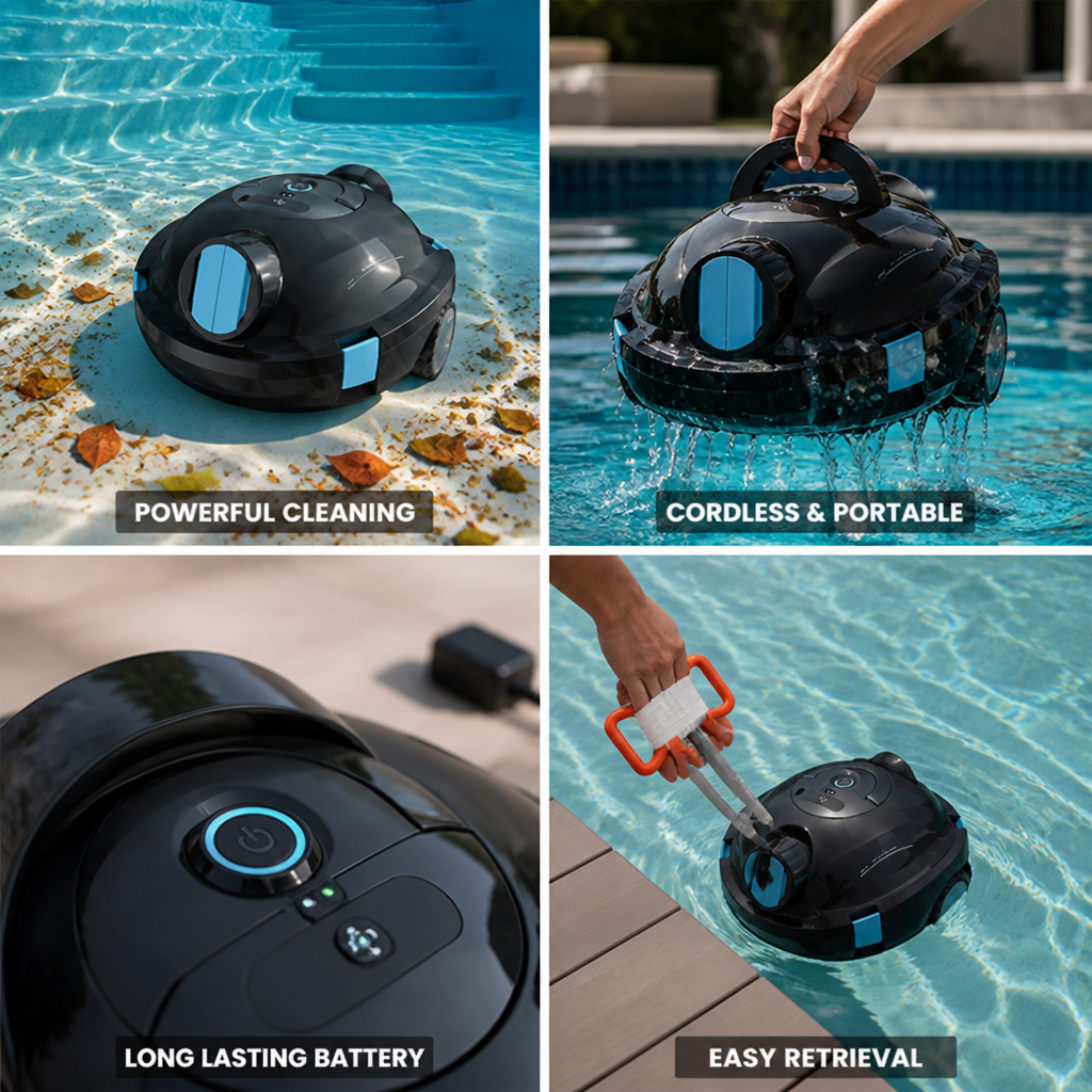 Cordless Dual-Suction Robotic Pool Cleaner (90-Min Runtime)