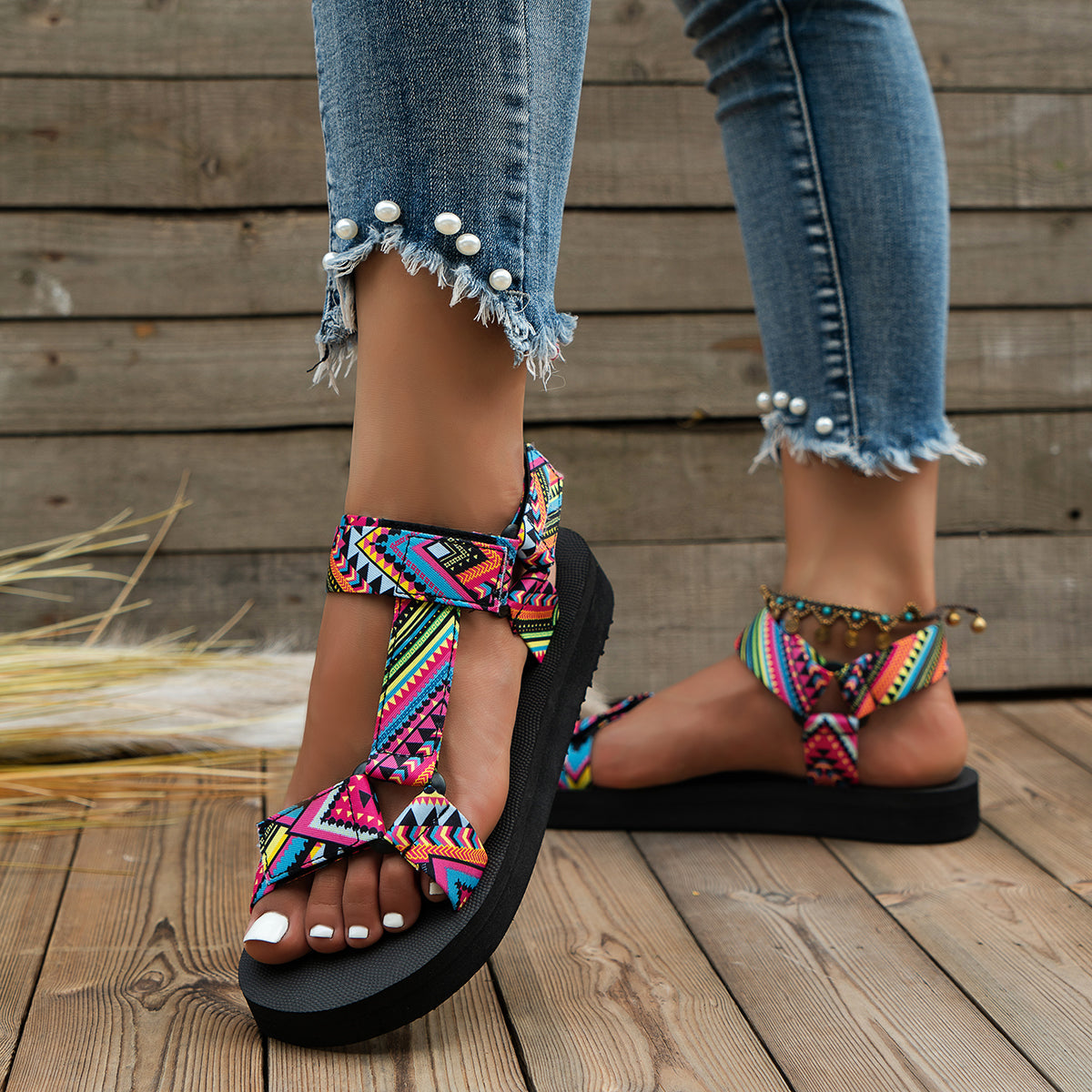 Ethnic Patterned Sandals for Women