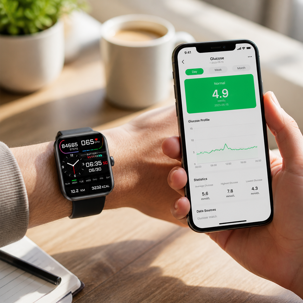 Painless Non-Invasive Glucose Monitor Watch (5-Day Battery)