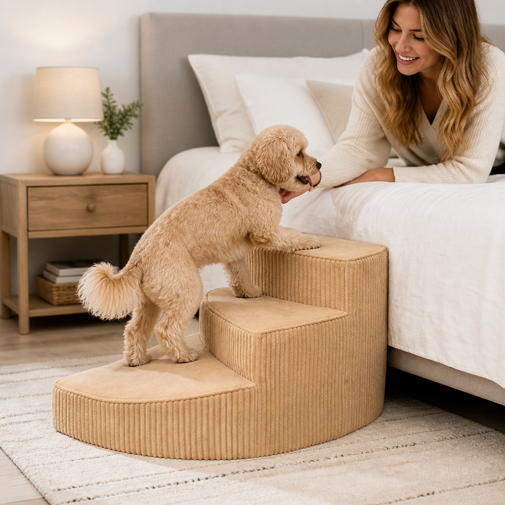 Orthopedic Non-Slip Foam Dog Stairs (Space-Saving)