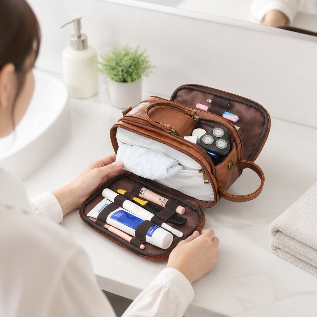 Waterproof Leak-Proof Travel Toiletry Organizer (Wet/Dry Section)