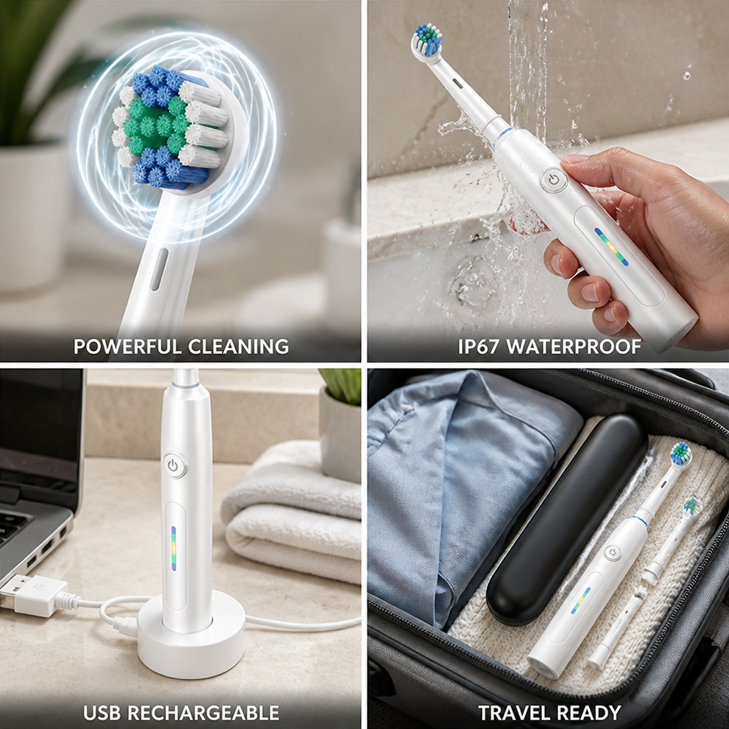 Multi-Mode IP67 Waterproof USB-Rechargeable Electric Toothbrush
