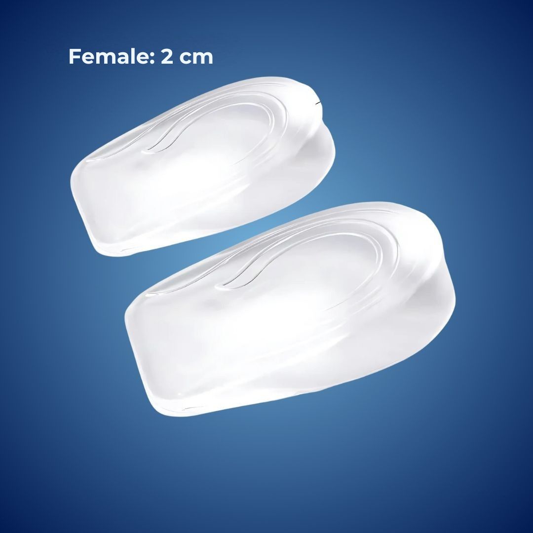 Height Increasing Insoles and Silicone Gel Heel Cushions for Plantar Fasciitis