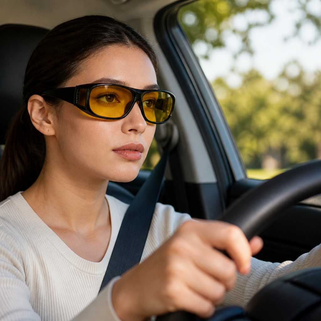 Polarized Wraparound Night Driving Glasses (Fits Over Prescription)