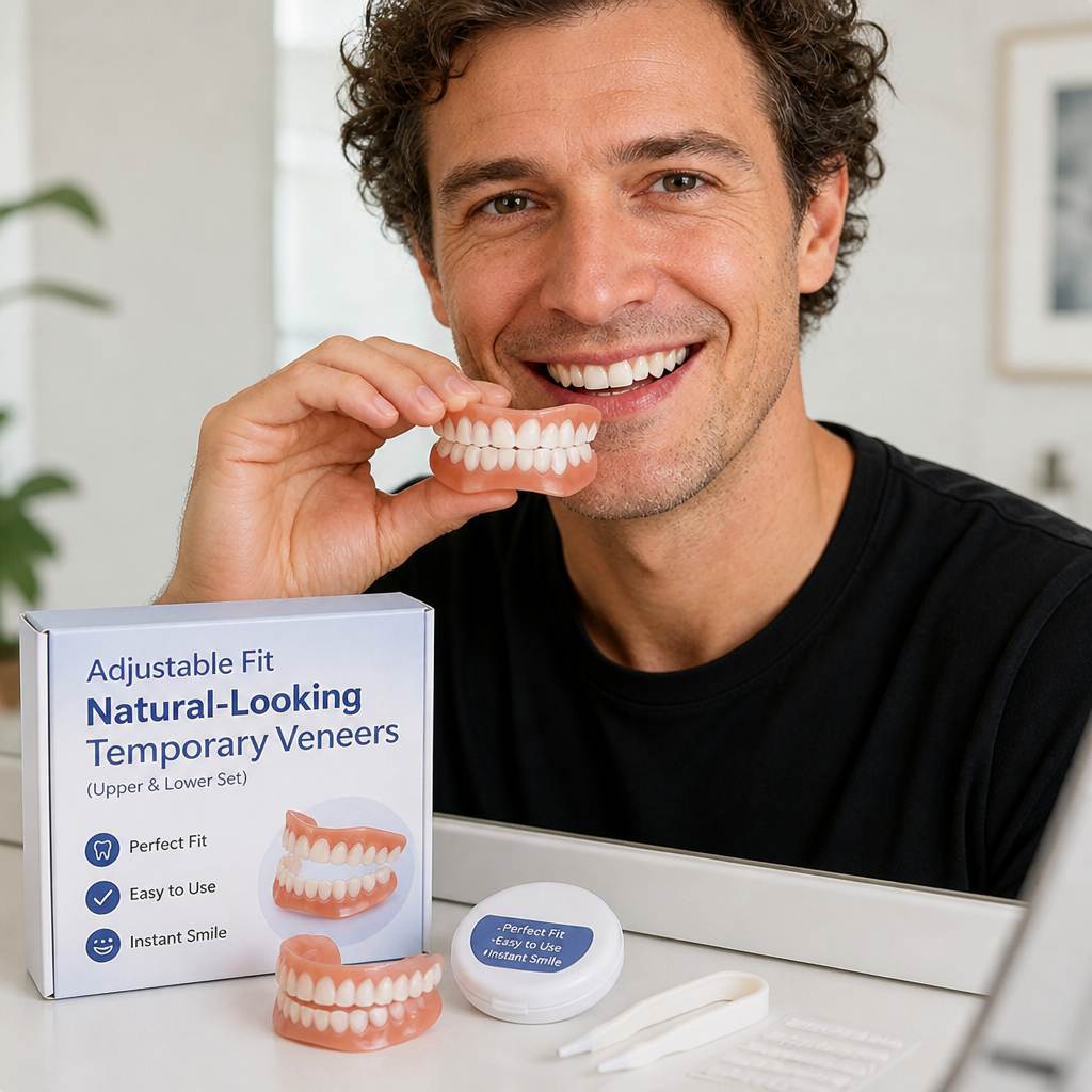 Adjustable Fit Natural-Looking Temporary Veneers (Upper & Lower Set)
