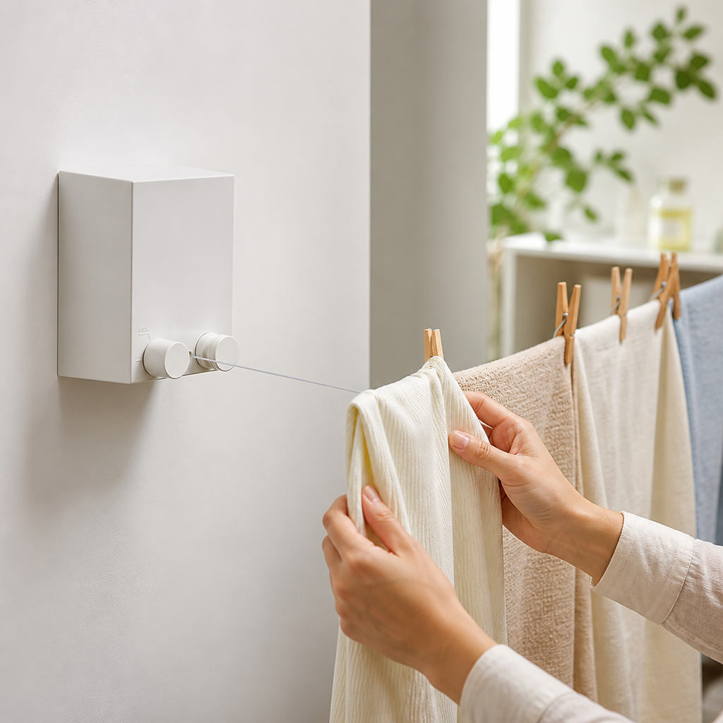 Retractable Wall-Mounted Nylon Clothesline (13.8 ft)