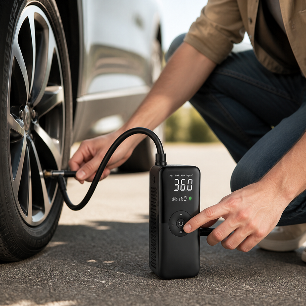Portable LCD Pressure & Power Bank Air Pump (150 PSI)
