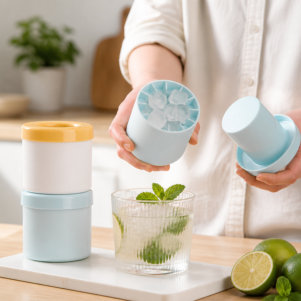 Squeeze-Release & Airtight Silicone Ice Cube Maker (Set of 2)