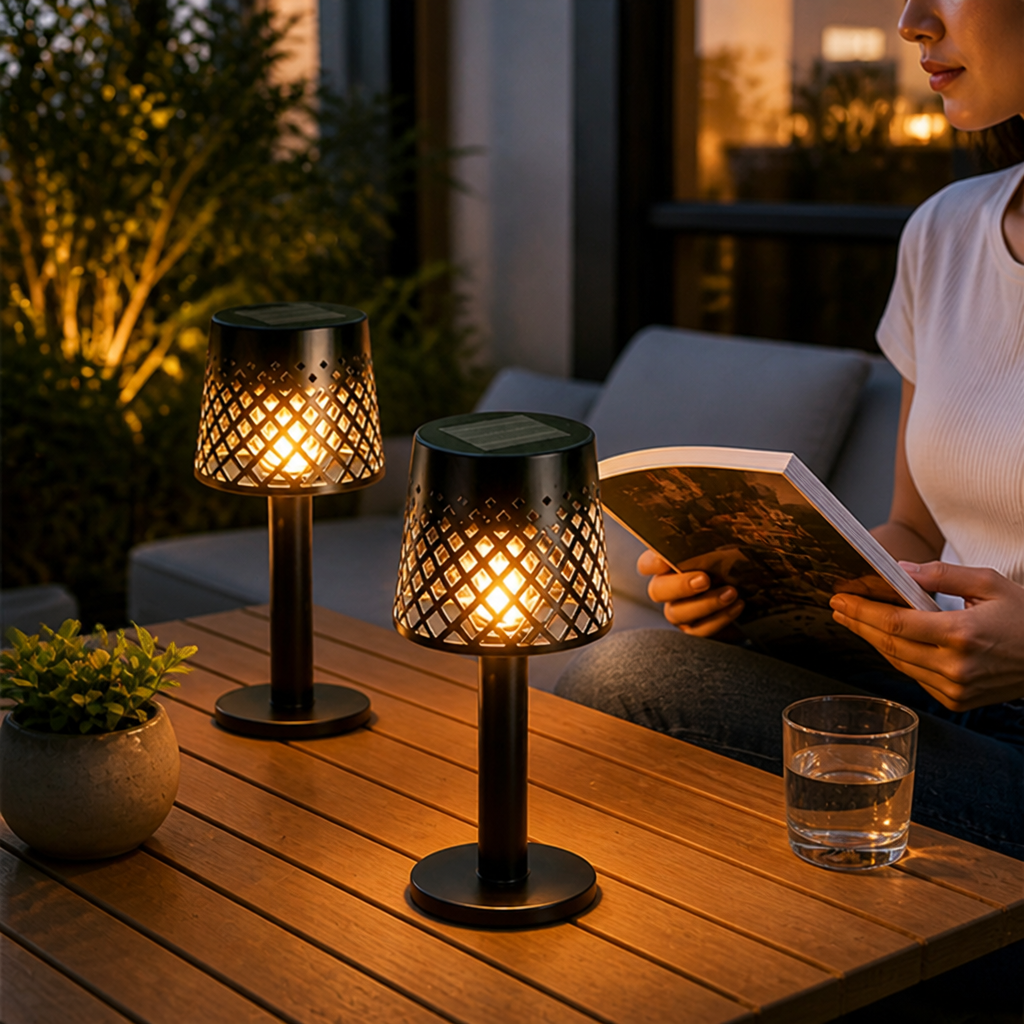 Solar-Powered Cutout Shadow Table Lamp (Set of 2)