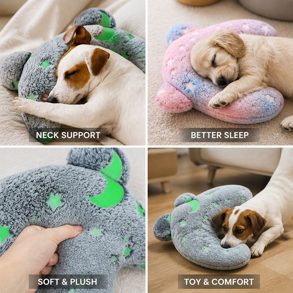Ergonomic Glow-In-The-Dark U-Shaped Pet Neck Pillow