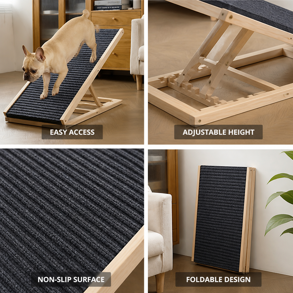 Foldable Height-Adjustable Non-Slip Pet Stairs