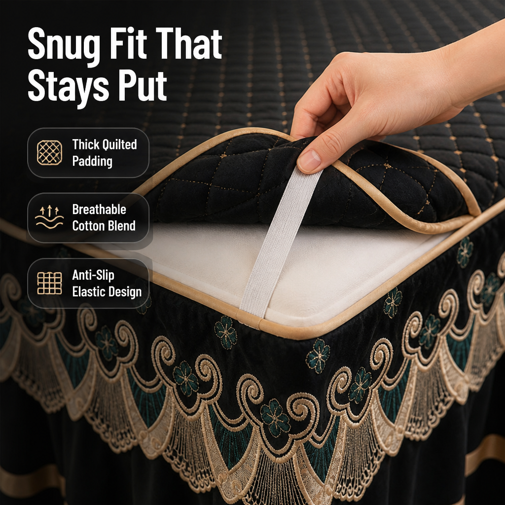 LuxeRuffle™ — Transform Your Bed into a Cloud of Cozy Elegance That Never Slips or Slides