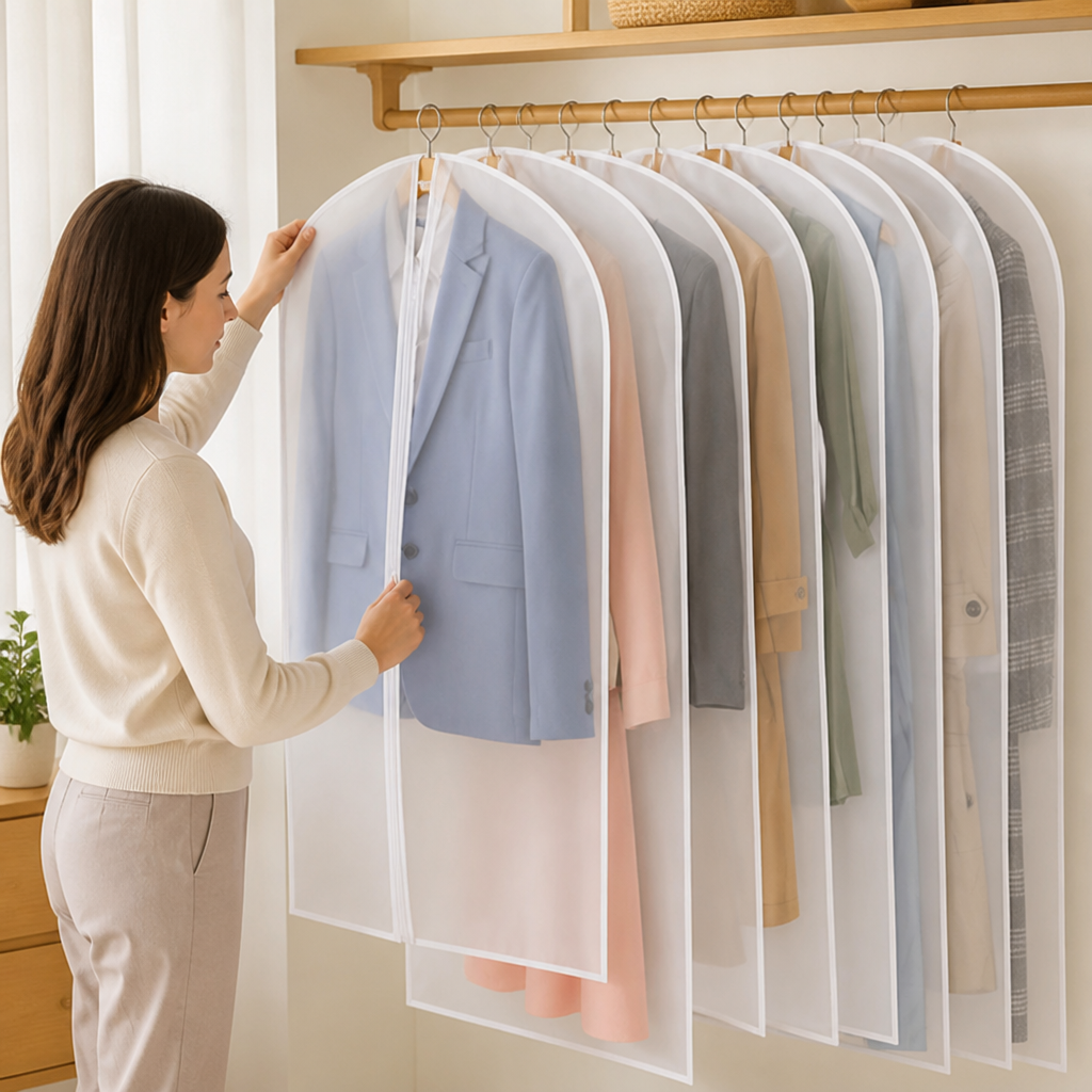 Water-Resistant PEVA Multi-Size Full-Zip Garment Bag Set (24-Pack)