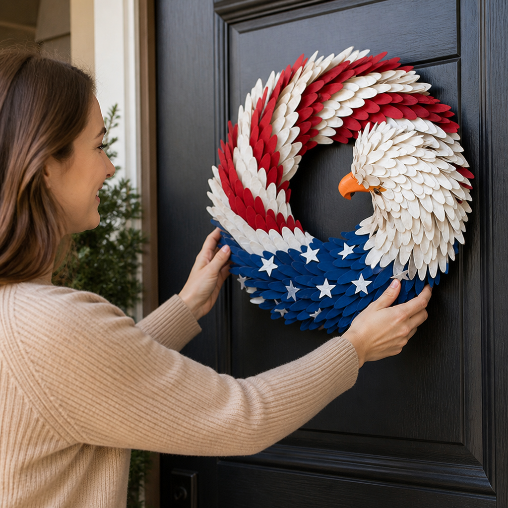 Handcrafted Weather-Resistant Boxwood Eagle Wreath