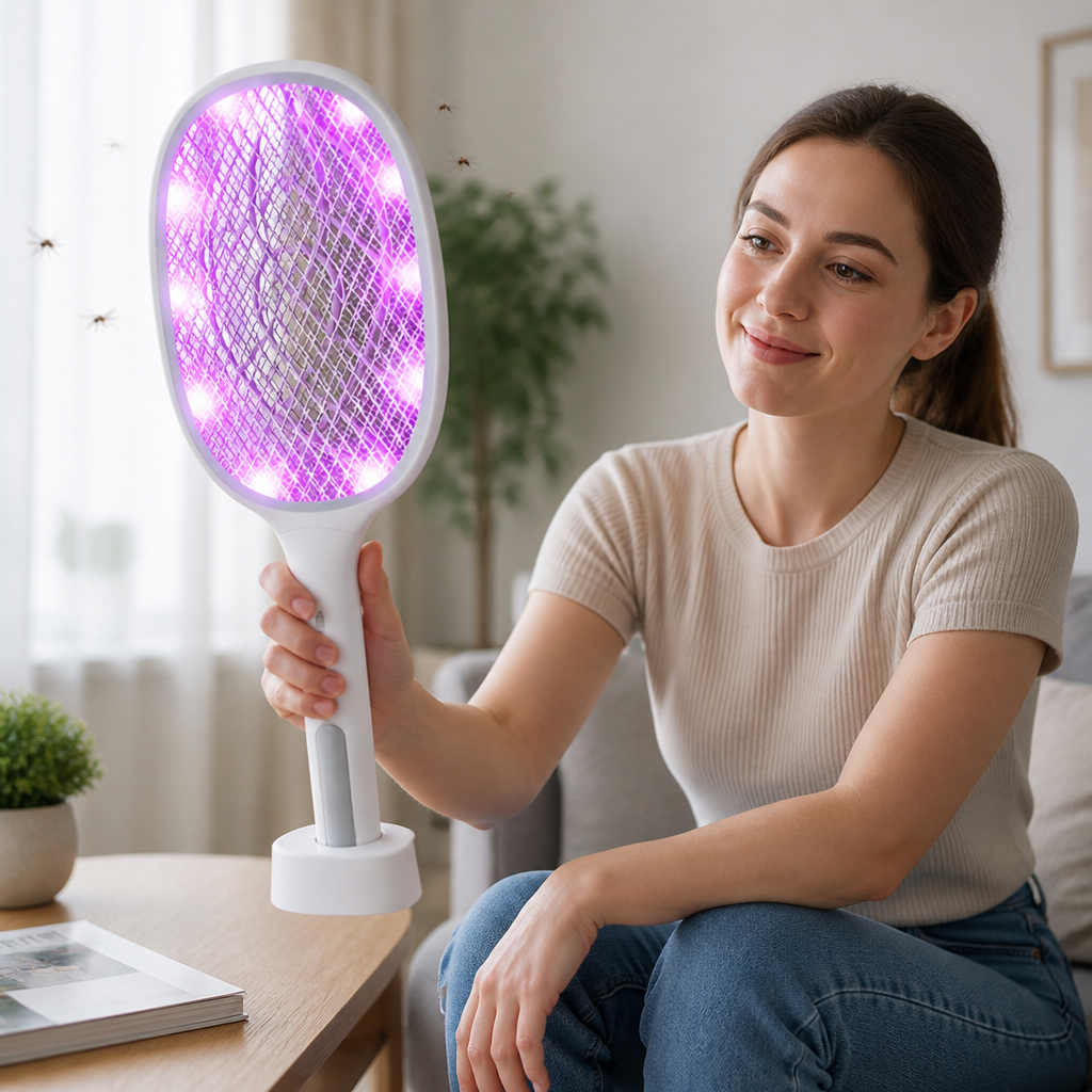 USB-Rechargeable 2-in-1 Electric Fly Swatter & UV Zapper