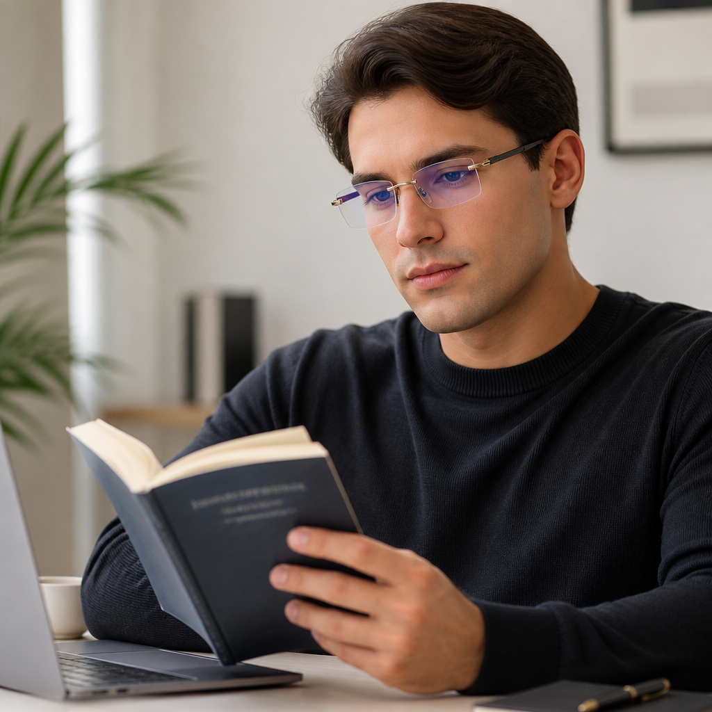 Multifocal Anti-Blue Light Rimless Glasses