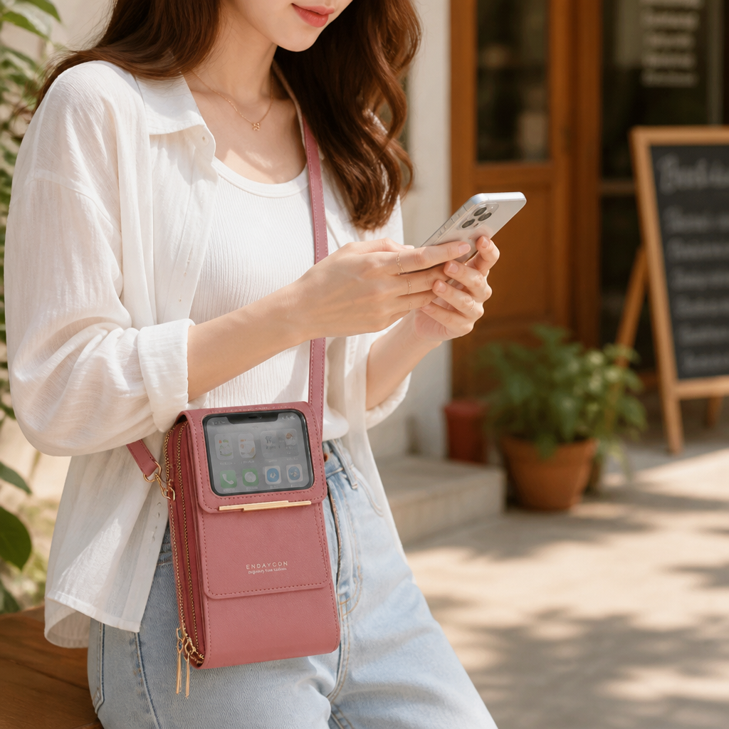 Touchscreen Window Front-Pocket Crossbody Bag