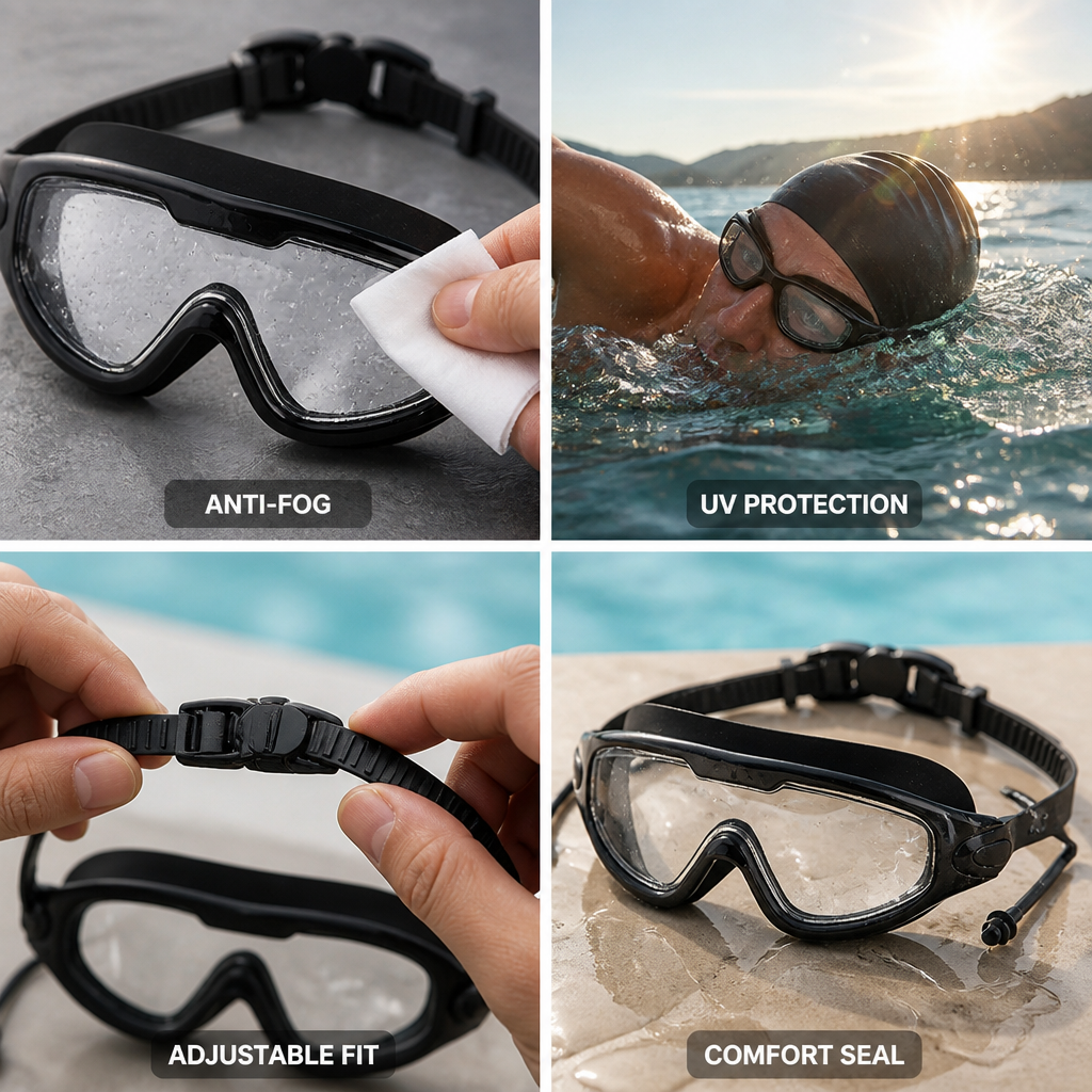 Anti-Fog UV-Protective Adjustable Silicone Strap Swimming Goggles
