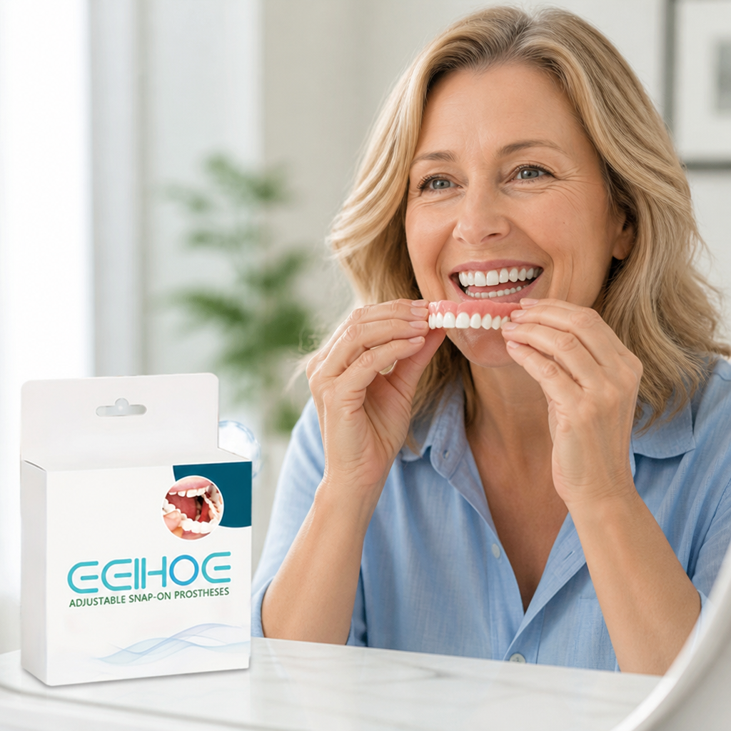 Adjustable Clip-On Natural-Look Removable Dentures (For Adults & Seniors)