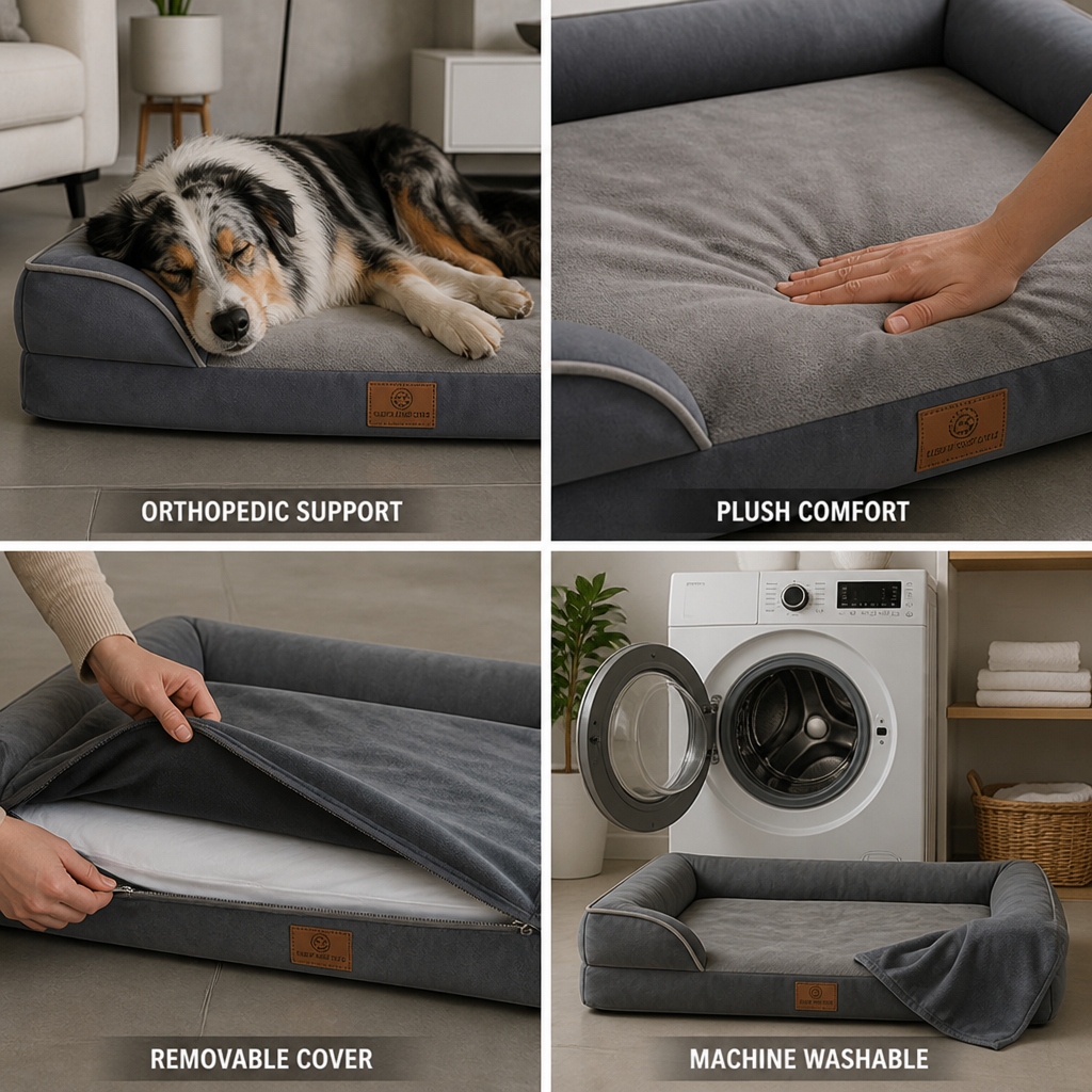 Orthopedic Plush Pet Bed (Removable & Washable Cover)
