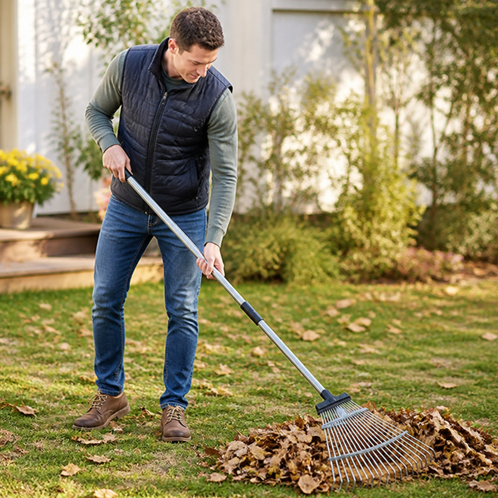 Extendable Lightweight Steel Leaf Rake (45 cm Head)
