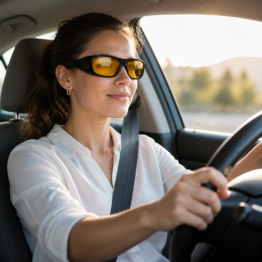 Yellow Anti-Glare Night Driving Glasses (Fits Over Glasses)
