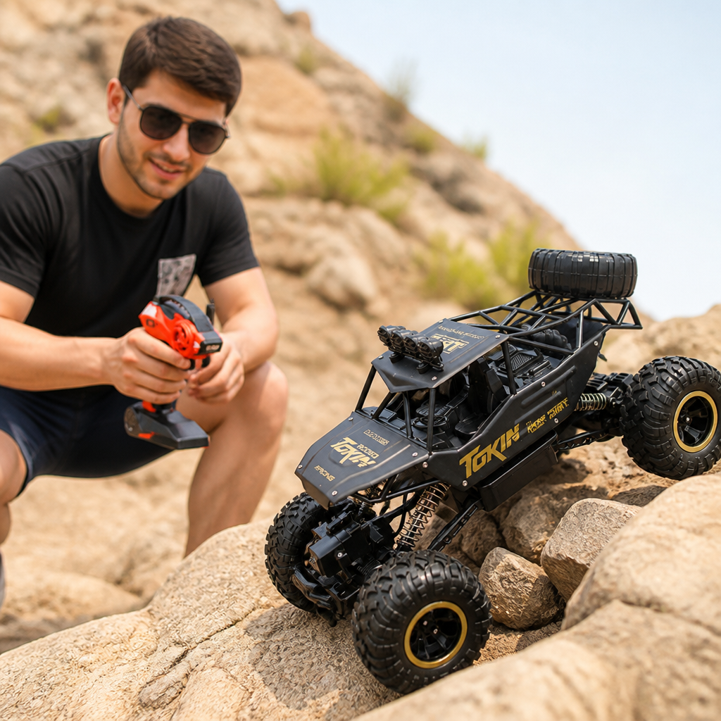 4x4 Shock-Absorbing RC Rock Crawler (164 ft Range)