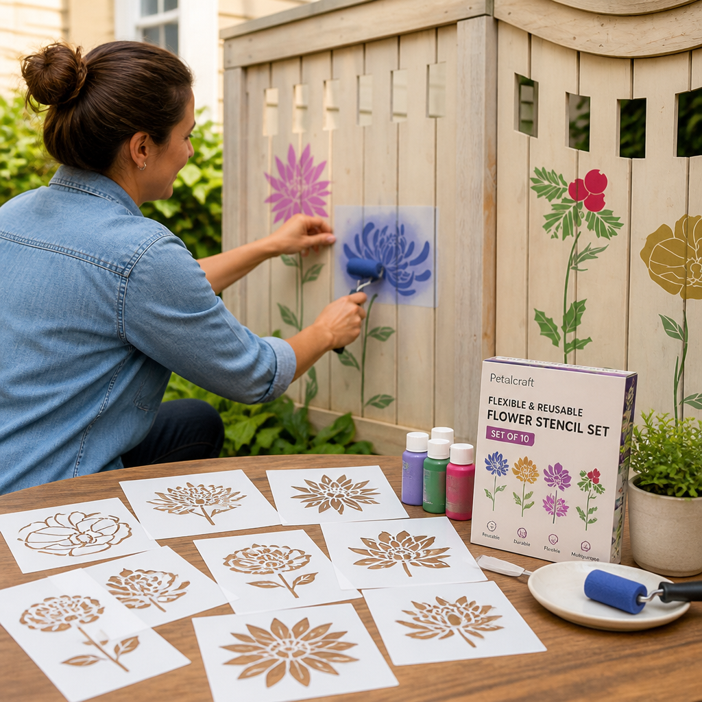 Flexible & Reusable Flower Stencil Set (Set of 10)