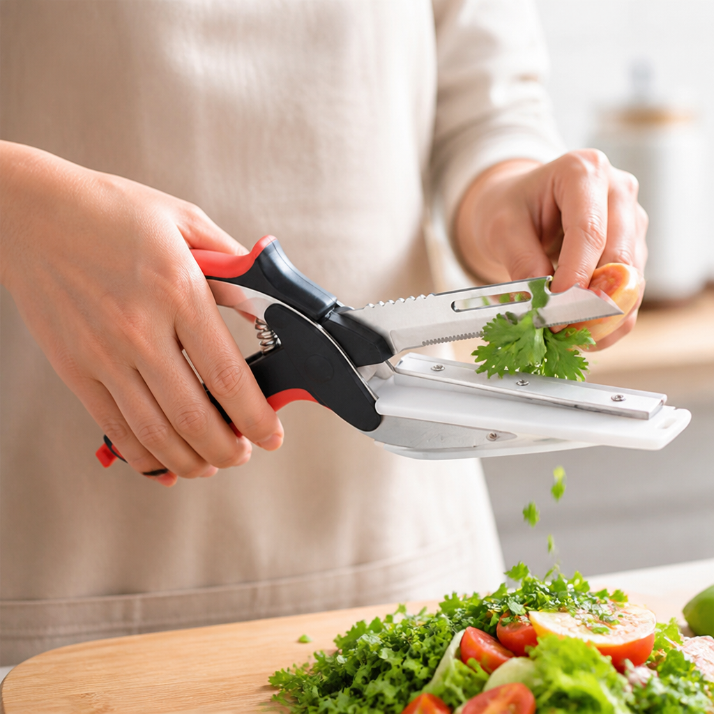 Stainless Steel Kitchen Shears (Safety Lock & Silicone Handle)