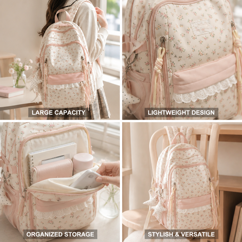Ultra-Lightweight & Large Capacity Lace Floral Backpack