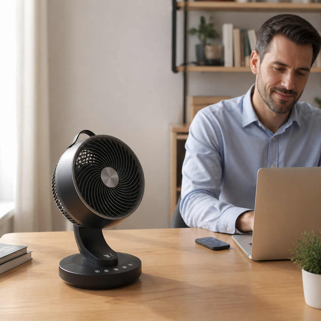 Ultra-Quiet Oscillating Desk Fan (Remote & 12-Hour Timer)