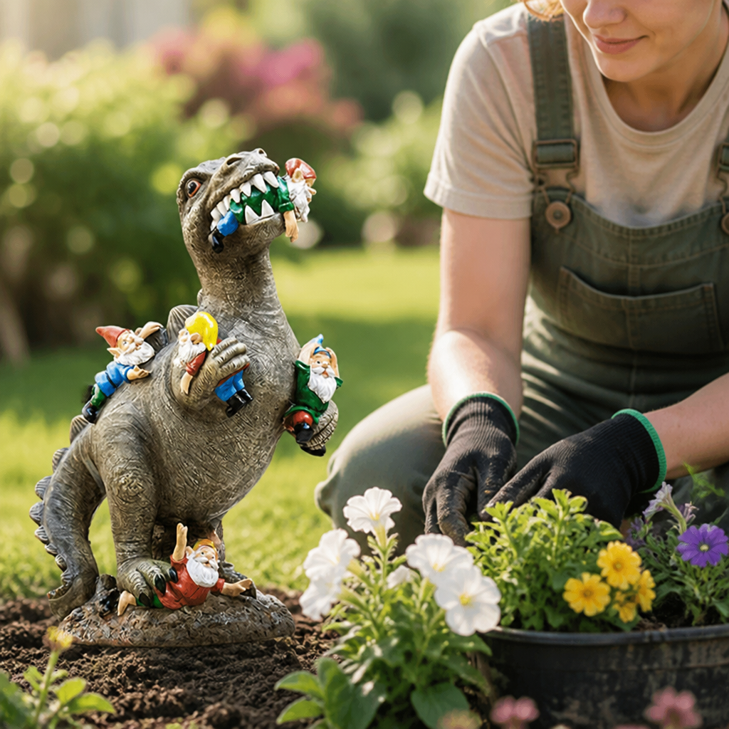Weatherproof & UV-Resistant Hand-Painted T-Rex Garden Statue