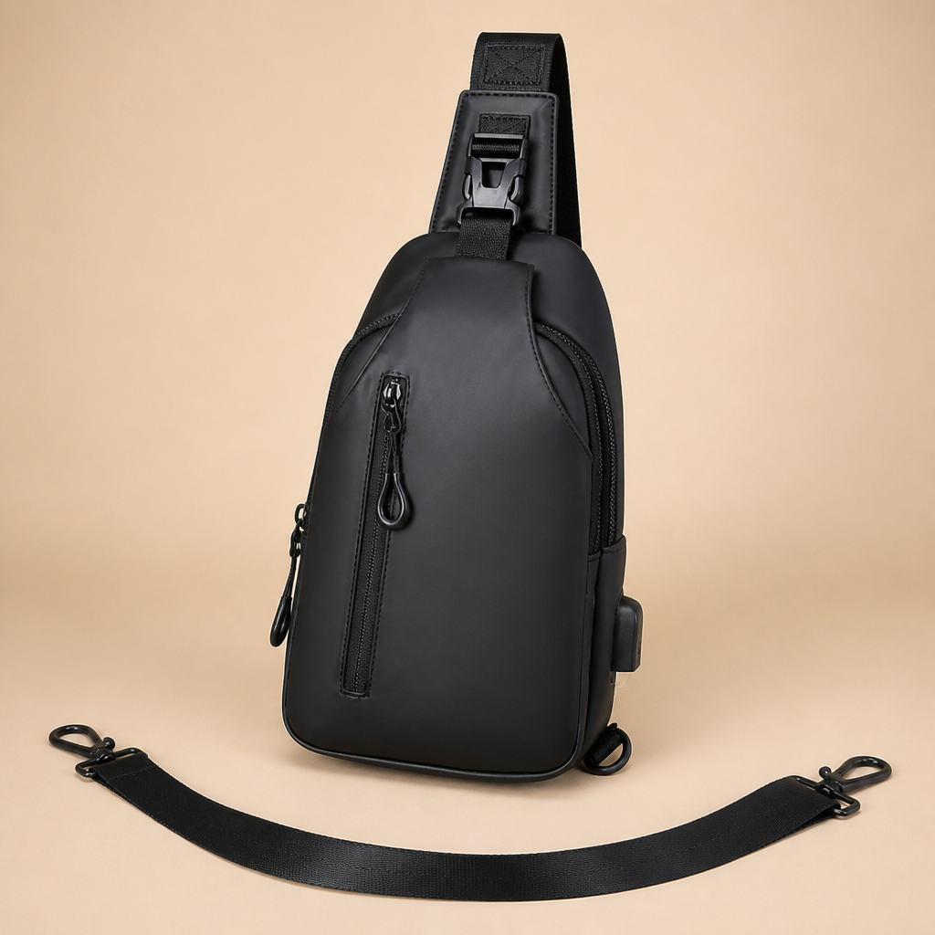 VertaShield™ – Waterproof Crossbody Sling Bag with USB Charging Port