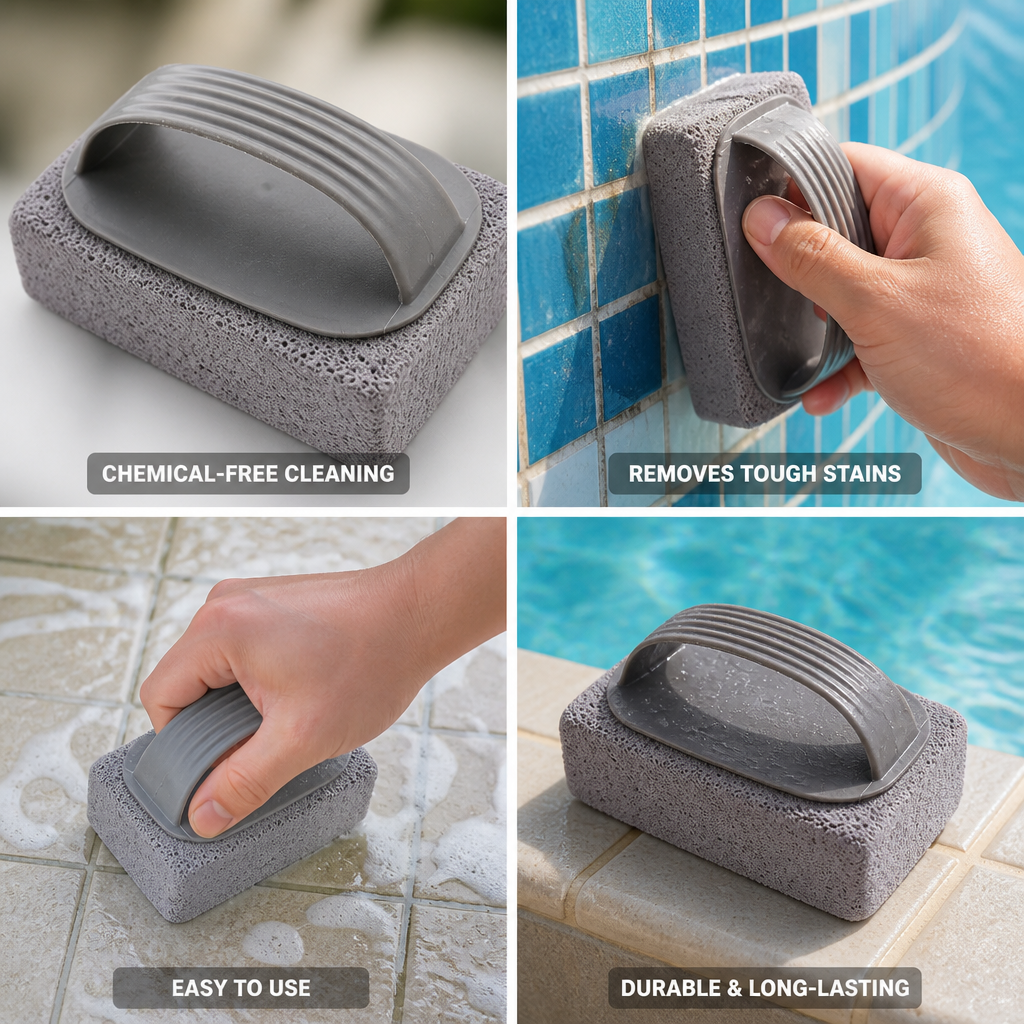 Ergonomic Chemical-Free Rust & Limescale Pumice Stone (Pool & Tile)