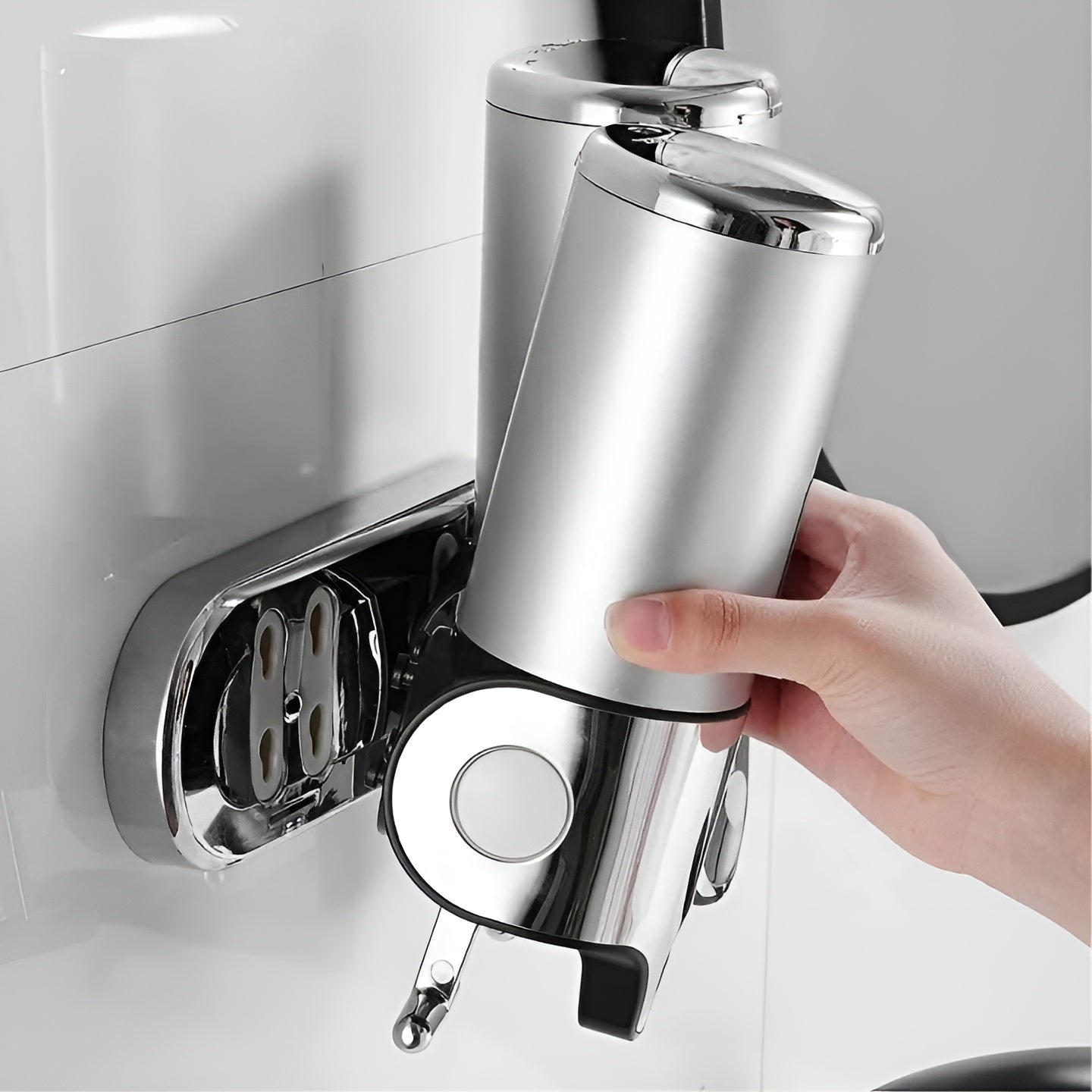 Elegant Wall-Mounted Soap Dispenser for a Chic Bathroom