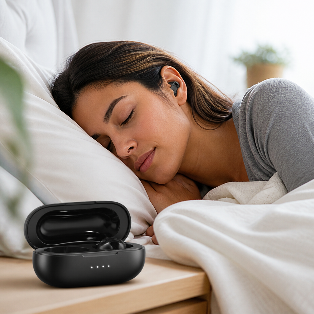 Ergonomic Side-Sleeper Dual Noise-Cancelling Sleep Headphones (With Charging Case)
