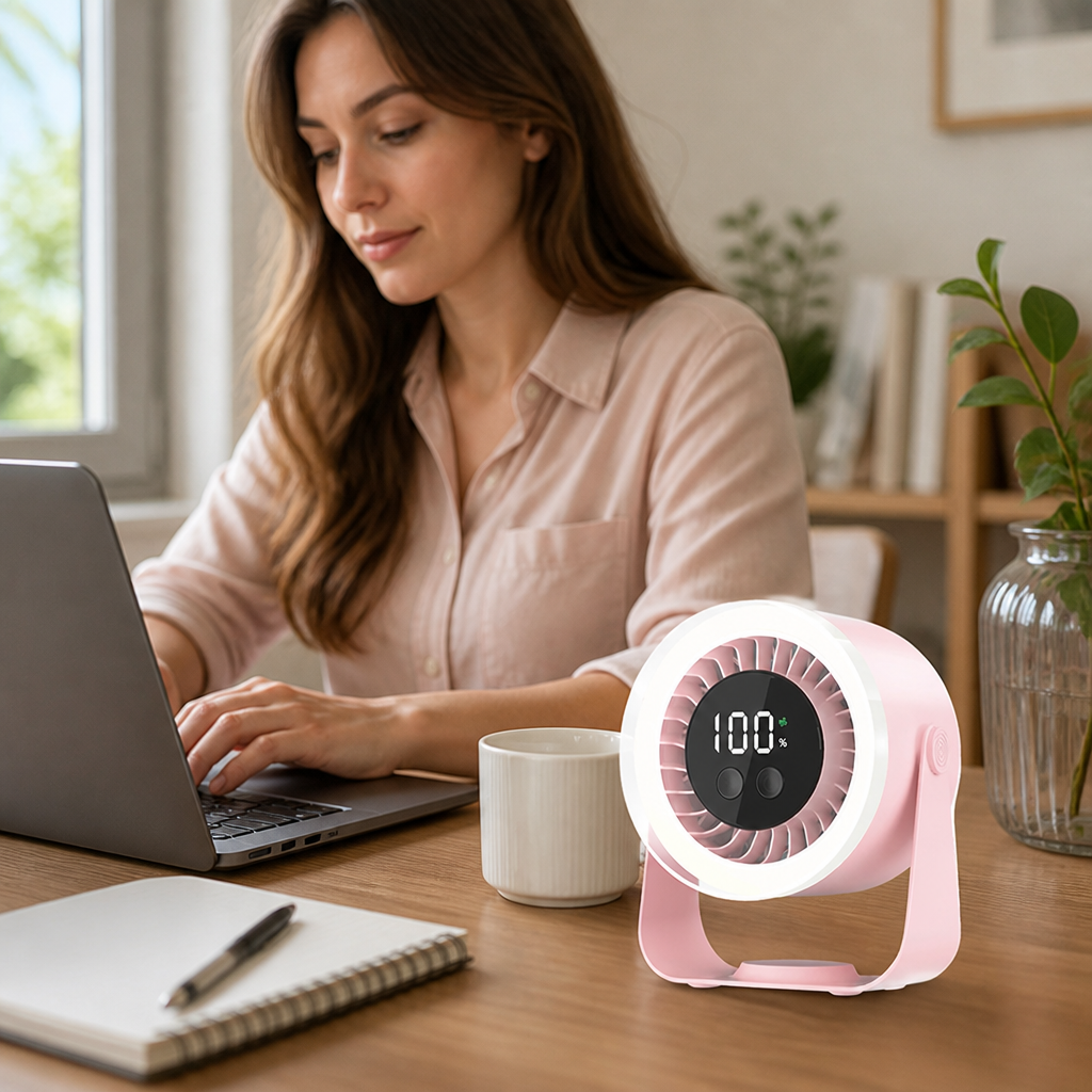 Whisper-Quiet 10-Speed USB-C Rechargeable Table Fan