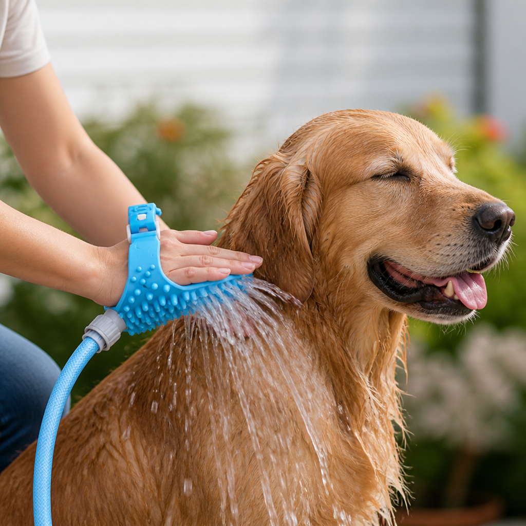 Soft Silicone Garden-Hose Dog Shower Glove